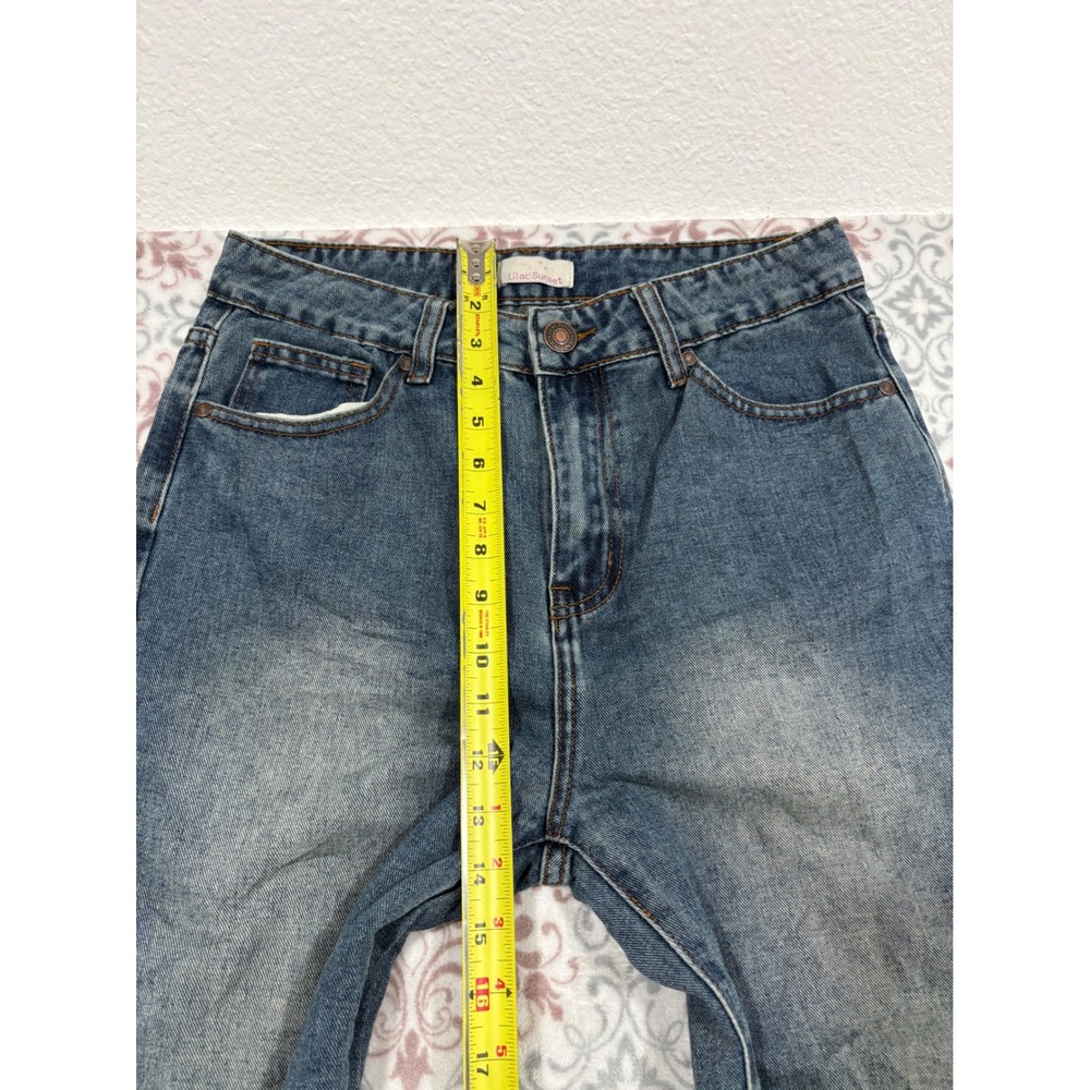 Lilac Sunset Wide Leg Jeans Dark Blue High Rise Raw Hem Size 11/12 1L3847S9 - Picture 4 of 8